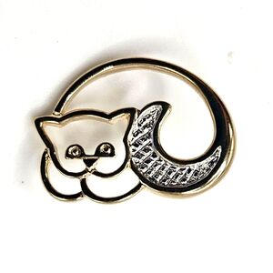 Vintage AVON Gold Rhinestone Kitty Cat Pin Brooch